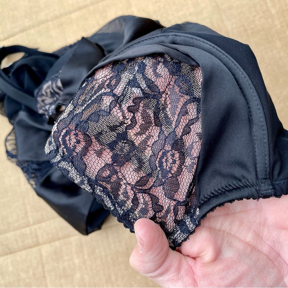 Victoria’s Secret Black Satin & Mesh Corset Garter Belt Size 34B Sexy Lingerie - Picture 16 of 16